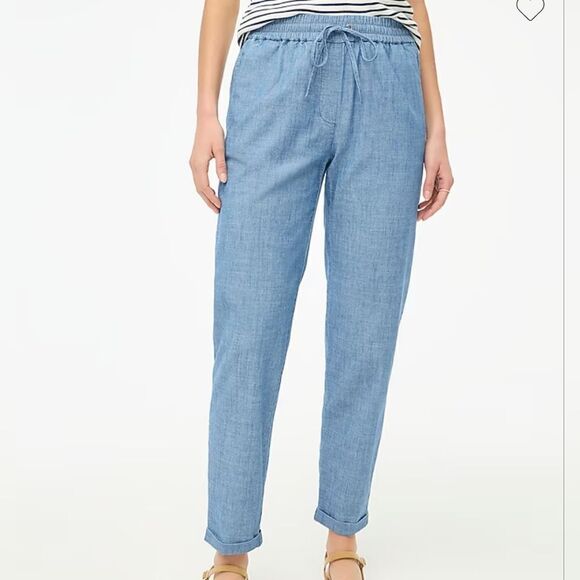 J. Crew Chambray drawstring pant, size 4 - Picture 1 of 10